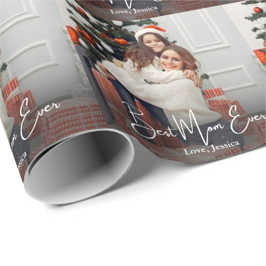 最高の母の写パーソナライズされた真 ラッピングペーパー (ロールコーナー)