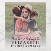 最高の母の写パーソナライズされた真 ワインラベル (シングルラベル)