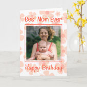 最高の母の写真かわいいオレンジフローラ誕生日 カード (黄色い花)