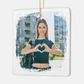 最高の母の写真グランジ縁ど中 セラミックオーナメント (左)
