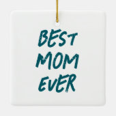 最高の母の写真グランジ縁ど中 セラミックオーナメント (裏面)