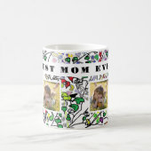 最高の母の写真コラージュの水色葉 コーヒーマグカップ (中央)