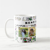 最高の母の写真コラージュの水色葉 コーヒーマグカップ (左)
