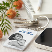 最高の母の写真シーブルー文字 キーホルダー (正面右)