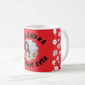 最高の母の写真タイポグラフィモノグラムフローラ コーヒーマグカップ (正面右)