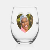 最高の母の写真ハート ステムなしワイングラス (正面)