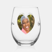 最高の母の写真ハート ステムなしワイングラス (裏面)