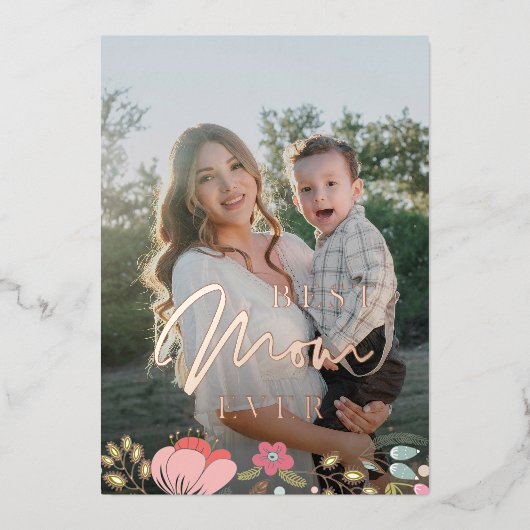 最高の母の写真パーソナライズされた母の日 箔シーズンカード (正面)