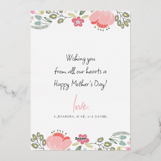 最高の母の写真パーソナライズされた母の日 箔シーズンカード (裏面)