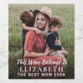 最高の母の写真パーソナライズされた ワインラベル (シングルラベル)