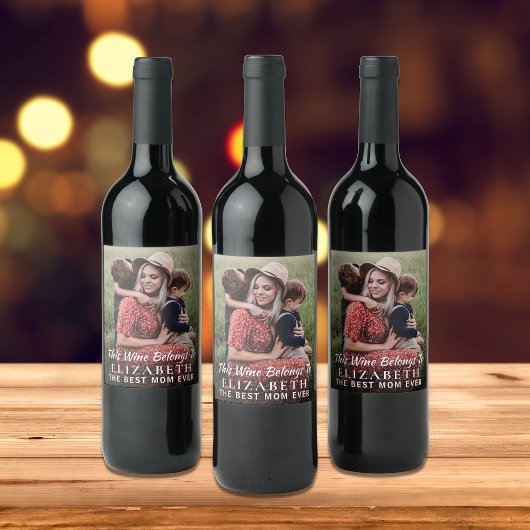 最高の母の写真パーソナライズされた ワインラベル