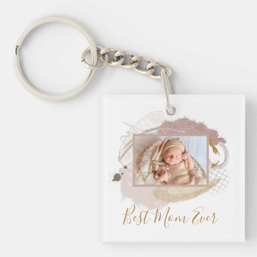 最高の母の写真モダン キーホルダー (正面)