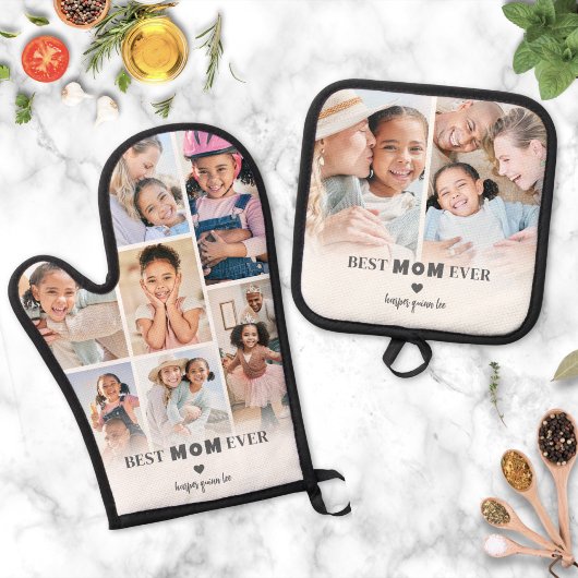 最高の母の写真 鍋つかみ&鍋敷きセット