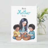 最高の母の愛 子供との絆を祝うデザイン カード (スタンド正面)