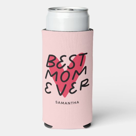 最高の母の手モダンレタリング母の日 スリム缶クーラー (Seltzer裏面)