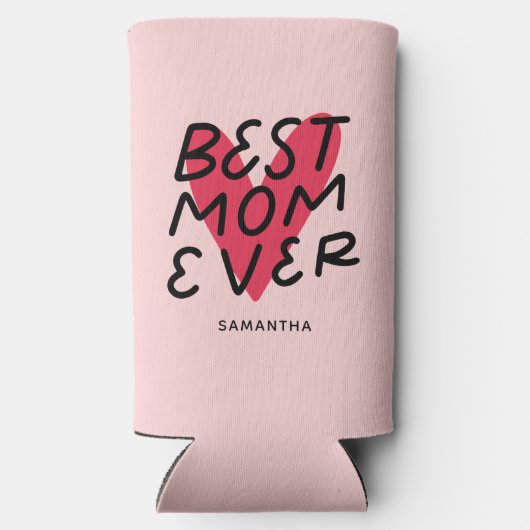 最高の母の手モダンレタリング母の日 スリム缶クーラー (裏面)