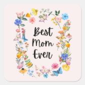 最高の母の日かわいらしにワイルドフラワーボホ母の日 スクエアシール (正面)