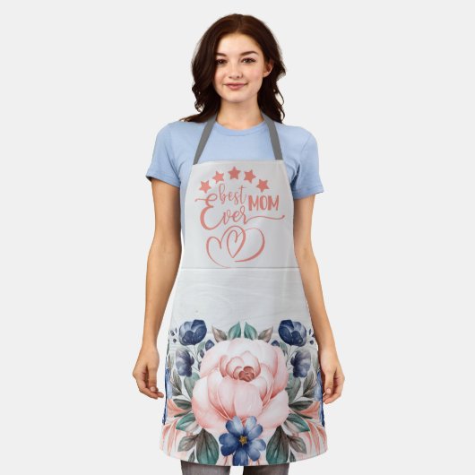 最高の母の日が素朴ボホフローラ母の日 エプロン (着用した状態)