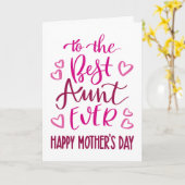 最高の母の日のタイポグラフィ(ピンク) カード (黄色い花)