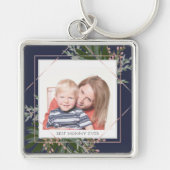 最高の母の日のフローラ写真パーソナライズされた キーホルダー (正面)