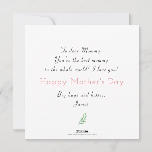 最高の母の日のフローラ写真パーソナライズされた シーズンカード (裏面)