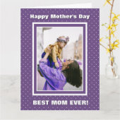 最高の母の日カスタムの写真パープル母の日 カード (黄色い花)