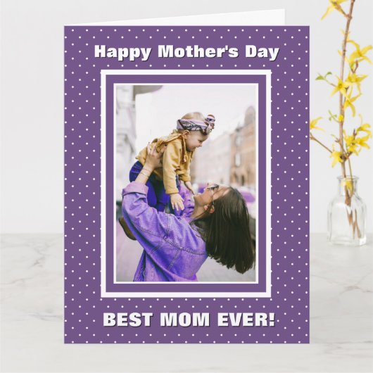 最高の母の日カスタムの写真パープル母の日 カード (黄色い花)