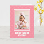 最高の母の日カスタムの写真ピンクの母の日 カード (黄色い花)