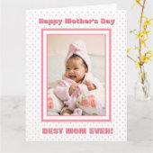 最高の母の日カスタムの写真ピンクの母の日 カード (黄色い花)
