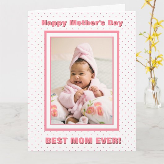 最高の母の日カスタムの写真ピンクの母の日 カード (黄色い花)