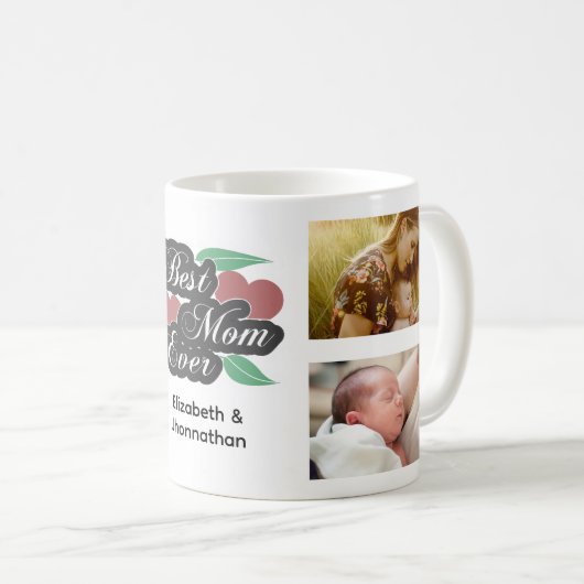 最高の母の日モダンに写真コラージュ コーヒーマグカップ (正面右)