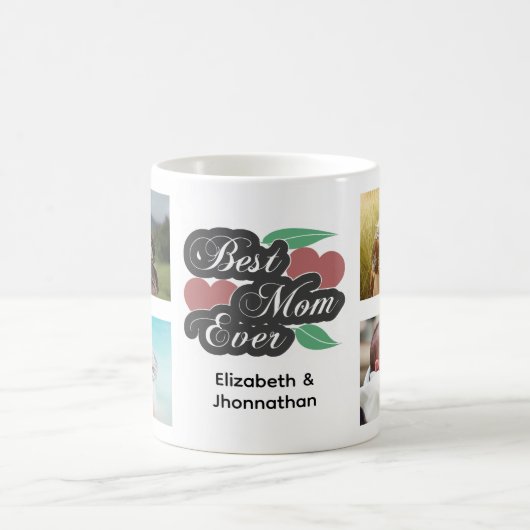 最高の母の日モダンに写真コラージュ コーヒーマグカップ (中央)