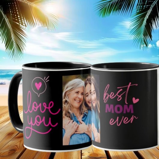 最高の母の日モダンの黒写真 マグカップ