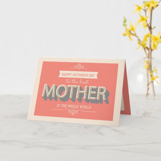 最高の母の日札 カード (黄色い花)