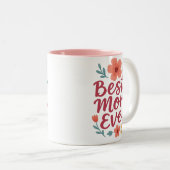 最高の母の日 – かわいいフローラ母の日のデザイン ツートーンマグカップ (正面右)