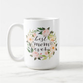 最高の母の日、母の日、フローラリース-6 コーヒーマグカップ (左)