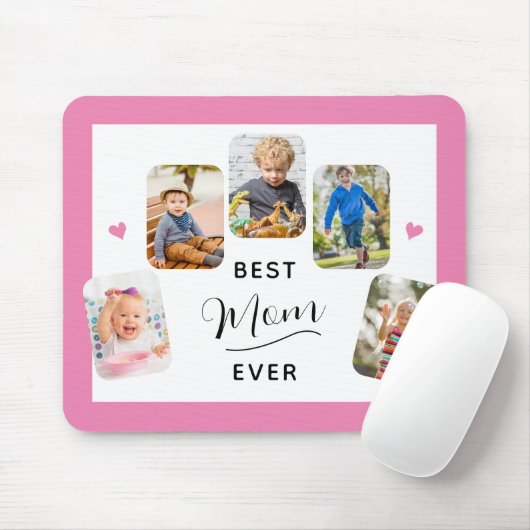最高の母の書道5写真ピンク マウスパッド (マウス)