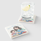 最高の母の母と子供の食べ物のプリッピングデザイン ストーンコースター