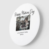 最高の母の母の母の母の日を追加の写真名 ラージ壁時計 (傾斜)