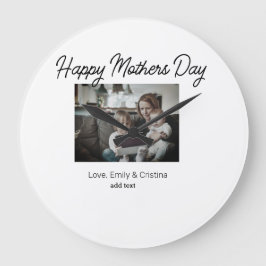 最高の母の母の母の母の日を追加の写真名 ラージ壁時計
