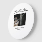 最高の母の母の母の母の日を追加の写真名 ラージ壁時計 (傾斜)