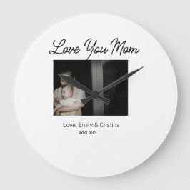 最高の母の母の母の母の日を追加の写真名 ラージ壁時計