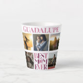 最高の母の母写真コラージュ可愛いピンク カフェラテマグ (正面)