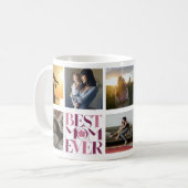 最高の母の母写真コラージュ可愛いピンク コーヒーマグカップ (正面左)