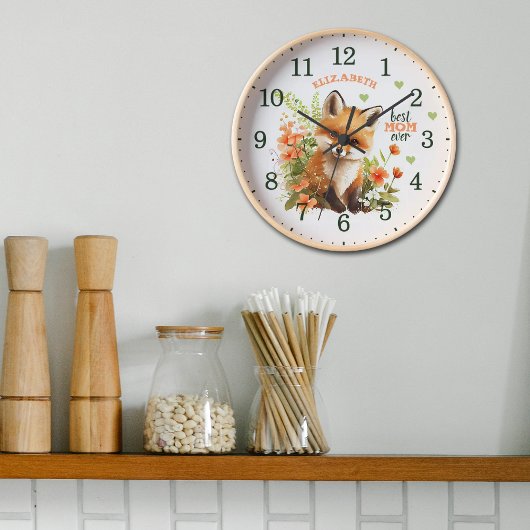 最高の母の水の色かわいいキツネ木壁 壁時計