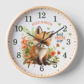 最高の母の水の色かわいいキツネ木壁 壁時計 (正面)