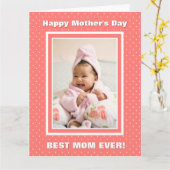 最高の母の水玉模様母の日 カード (黄色い花)