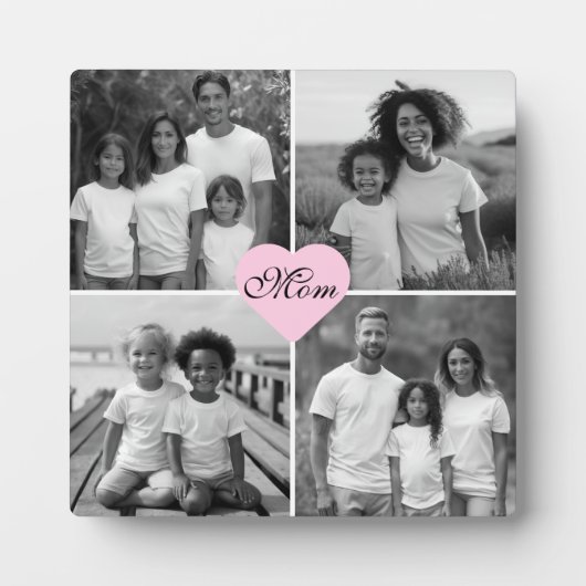 最高の母の白黒エレガント4枚 フォトプラーク (正面)