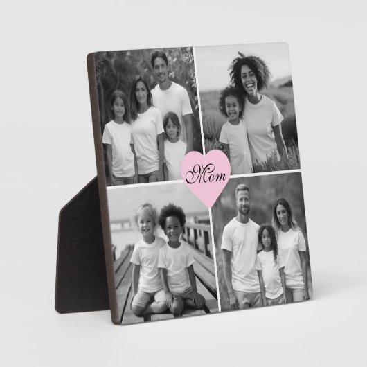 最高の母の白黒エレガント4枚 フォトプラーク (正面)