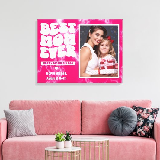 最高の母の絞り染め写真ママの日のプレゼント キャンバスプリント (インサイチュ (リビング))